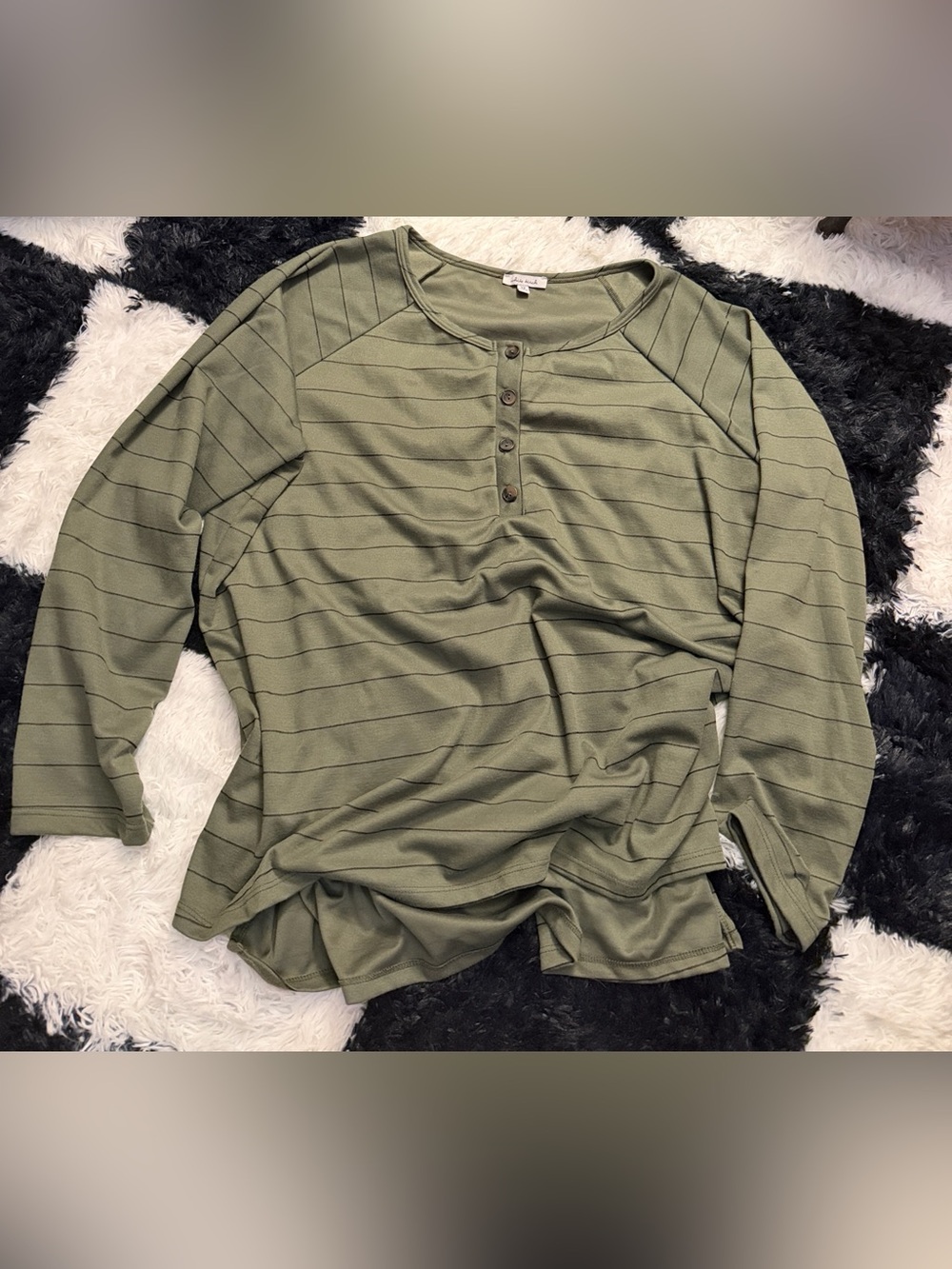 olive striped henley top